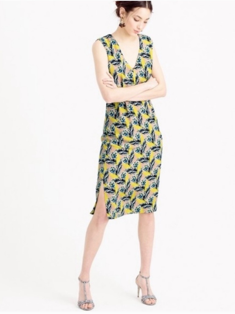 J. Crew Spring Meadow Floral Sleeveless Silk Dress Size 4
